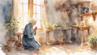 Elderly person at home praying