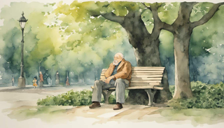 Man on bench enduring pain