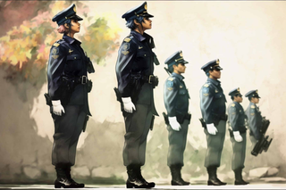 A group of police officers lined up