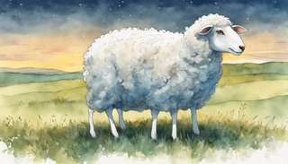A lost sheep in a vast landscape with a shining star above