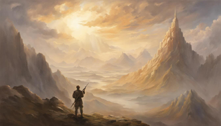 Soldier standing amidst serene surroundings, symbolizing protection and peace